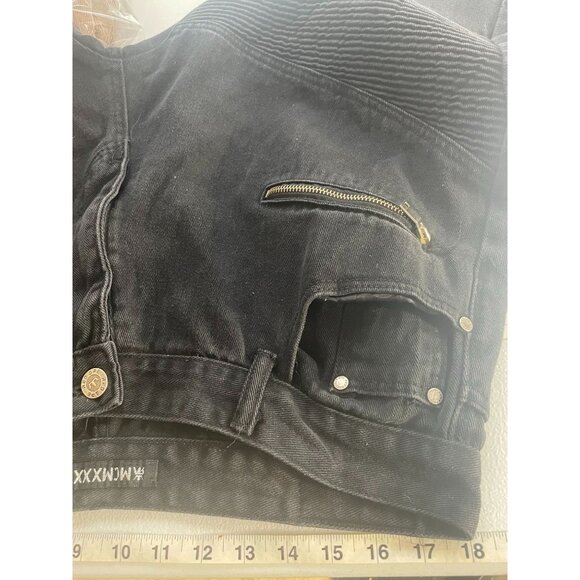 MCMXXXIII VTG Mens Black Denim Biker Jeans‎ SZ 42x32 Zippered Pockets Y2K  Moto - Picture 11 of 11